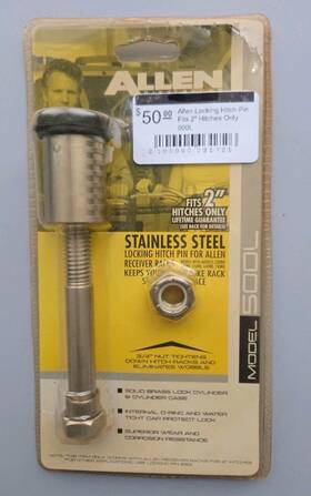 500l Allen 076527500002 Locking Hitch Pin Fits 2 Inch Hitches Only