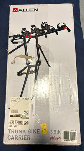 3-bike Allen Sports S-103 Premier Trunk Rack Model S103 Never Opened/lightly Damaged Box