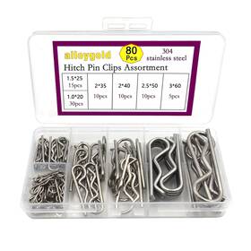 Alloygold 313104489498 80 Pcs 6 Sizes Stainless Steel Hitch Pin Clip Kit For Lock System Tru