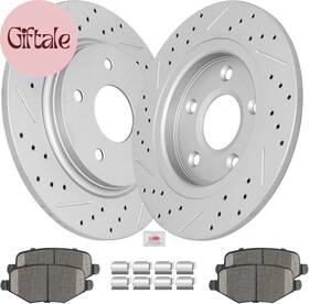 Zon-53050 Automotive S-1719-a Ceramic Brake Pads And Rotors Kit Rear Drilled Slotted Solid Brakes For