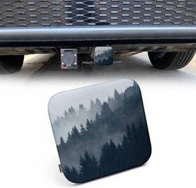 Hitch-c96-ys0180 Beabes Rubber Hitch Tube Cover Foggy Forest Misty Mountain Spruce Trees Morning Standar