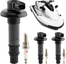 Branded 445001583566 Ignition Coil Pack And 10mm Spark Plugs Compatible With Sea-doo Gti 130/155/4-tec