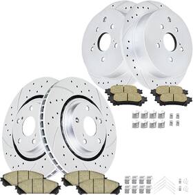 Abk00601 Branded Front And Rear Drilled Slotted Brake Rotors Ceramic Pads Kit Rep