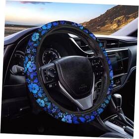 Bro-hnf2031z84-1-10 Brosoneto Universal Cute Car Steering Wheel Cover Accessories Blue Tropical Flower