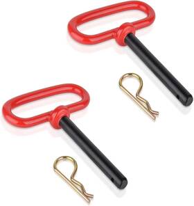 Comonc 313105589548 2 Pcs 1/2 Inch Trailer Hitch Pins And Clip Rubber-coated Handle Red Acces