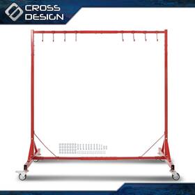 Big20260202-10 Crossdesign Auto Body Stand Rack 5ft-7ft For Painting Drying With Hook And Swiveling Wheels Red