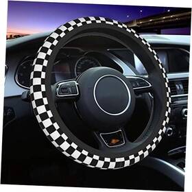 J8edw8ds-191057990 Da66jj Universal 15 Inch Neoprene Steering Wheel Cover - Black White Race Checkered