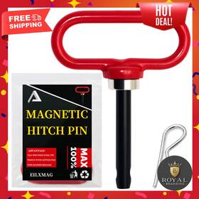 Eilxmag 789336832003 Magnetic Hitch Pin Lawn Mower Trailer Pins 1/2 Inch-strong Heavy Duty Red