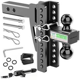 Msath001 Gafonaxdri Adjustable Trailer Hitch Fits 2 Inch 8 Drop/rise Adjustment Black