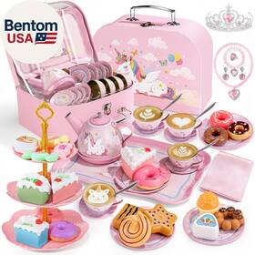 Giftset 711181891041 Tea Party Set For Little Girls 49pcs Princess Time Toys Including Teaset De