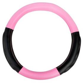 54070 Grand General 18 Inches Deluxe Plus Steering Wheel Cover Full Pink With Black Comfort