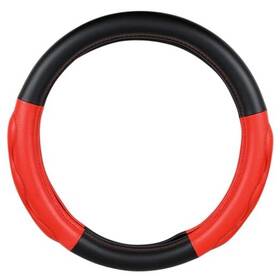 54079 Grand General 18 Inches Deluxe Plus Steering Wheel Cover Full Black With Red Comfort