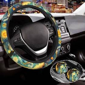 Cswc-01 Jajnkhln Steering Wheel Cover Anti-slip And Practical Starry Night Abstract Oil Painting
