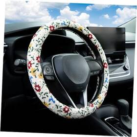 Cxfxp1 Kkbhdz Embroidered Red Flower And Cute Daisy Steering Wheel Cover Yellow