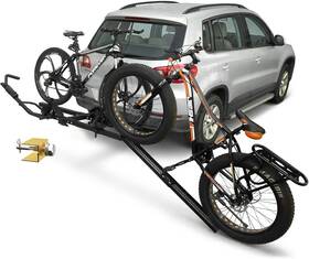 Leader Accessories 841432167370 Bike Rack Hitch Mount With Ramp For 2 Bikes - Platform Ebike Fits Fat Tires