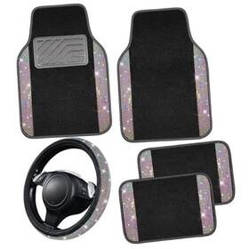 170-mt0-zj5-xbz Lj Zt-0606 Bling Diamond Leather Steering Wheel Cover 14.5in-15in Floor Black Bedazzed