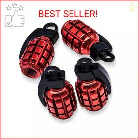 Meajoo-a012 Meajoo 4 Pcs Grenade Style Tire Valve Stem Caps Stainless Steel