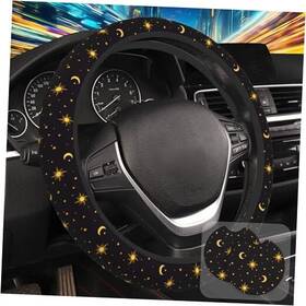 Swcn2-b2w019 Mutziby Steering Wheel Cover With 2 Pcs Car Coasters Neoprene Sun Moon Star