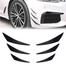 Ntrf6x Ntnev 6 Pcs Car Spoiler Canards Kit Universal Front Bumper Black