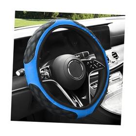 Povtii-2737cs Povtii Car Steering Wheel Cover 15 Inches Non-slip Leather Blue