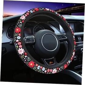 S81-fangxiangpt-471555609 Sanghing Cute Flower Steering Wheel Cover 15 Inches For Women One Size Flowers Floral