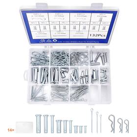 Js-gjb03 Selvora 132pcs Hitch Pin 15 Sizes Hardware Cotter Pins Clip Assortment Kit - 304 Stai