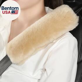 Sheepskin Factory 744759372628 2 Pack Fluffy Fuzzy Genuine Car Seat Belt Cover Seatbelt Cushion For