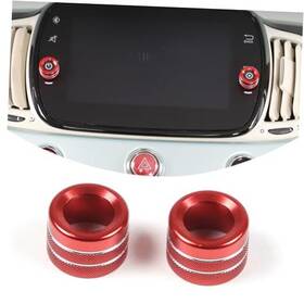 St-oc14456 Sheng Tong Car Aluminum Alloy Media And Volume Knob Decorative Circle Fit For Fiat 500 Red