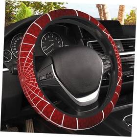 Sutmore-a00 Sutmore Car Steering Wheel Cover Non-slip Absorbing Sweat Red Spider Web Cobweb