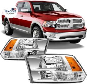 Taida Autolamp 445036338391 Headlights Assembly For 2009-2018 Dodge Ram 1500 2500 3500 Fit 09-18 Qu