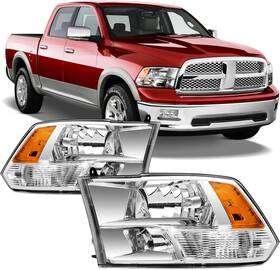 Taida Autolamp 744110428476 Headlights Assembly For 2009-2018 Dodge Ram 1500 2500 3500 Fit 09-18 Q