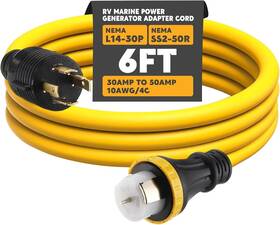 Ss2-50r Tellegloww 445036696606 6ft Nema L14-30p To Rv Marine Power Generator Adapter Cord 30a 4 Prong