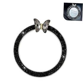 Oeshdqdh2030bl-1pc Titgoes Butterfly Start Ring Bling Rhinestone Button Cover Sparkly 1 Pc Black