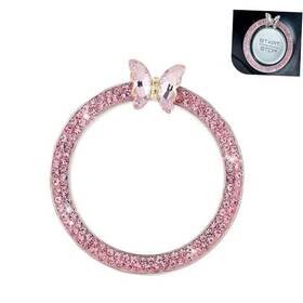 Oeshdqdh2030pk-1pc Titgoes Butterfly Start Ring Bling Rhinestone Button Cover Sparkly 1 Pc Pink