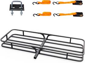 Tuffiom 840323502160 54 Inch X19 X5.5 Hitch Mount Cargo Carrier Basket With Straps And Stabilizer For 500