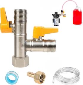 Vanpet 313116727717 Upgrade Rv Winterizing Kit Full-flow Part 3-way By-pass Valv