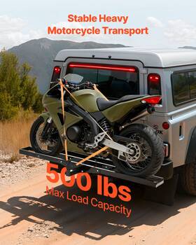 Vevor 197988171119 Motorcycle Carrier 500lb Steel Hitch Rack With 47in Ramp Straps 2in