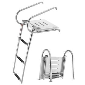 Vevor 197988371250 Boat Ladder 3 Steps Stainless Steel Telescoping Folding Swim Deck For R