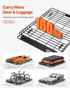 Vevor 197988672425 Universal Roof Rack Cargo Carrier Basket 64x50x4.1 In Car Top Luggage Holder Net