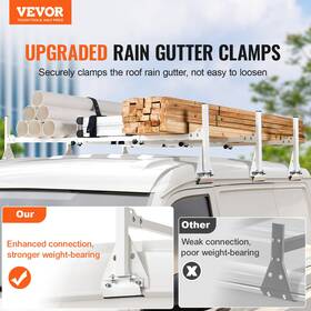 Vevor 197988767428 Trailer Ladder Rack Van Roof 800 Lbs 56.7-63 Inch Adjustable