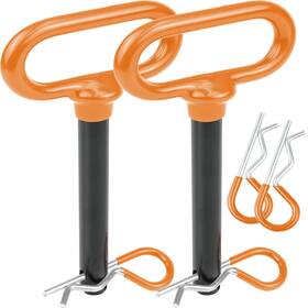 Wellmax 853488004820 2-pack Hitch Pin 5/8 Inch X4-1/2 With 4 R-clips Steel Clevis Rubber Handle