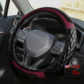 Qph-g-3117 Yupikji Car Steering Wheel Cover 15 Inch Elastic Leather Wine Red