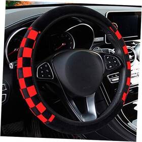 Ja-01-182 Zacoo Sports Style Soft Plush Car Steering Wheel Covers Universal No Fixed Black&red