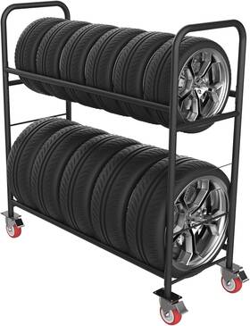 Zmen 726084476189 Tire Storage Rack With Protective Cover - Adjustable Metal For Indoor/