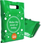 Optipak 12X15 Plastic Bags 100 Pack With Die-cut Handles For Retail & Party. Fixed Price $16.99.