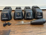Yakima Timberline Towers (4-PACK) With Lock Cores (used, Work Great!). Fixed Price $159.99.