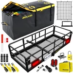 Mockins 60"X24"X14" High Rail Hitch Cargo Carrier With Rear Lights & Bag. Fixed Price $399.99.