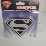 Superman Hitch Plug Black And Silver Brushed Aluminum Solid Metal Dc Superhero. Fixed Price $6.99.