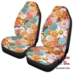 Car Seat Covers Full Set Of 2, Cloth For Auto Groovy Hippie Flower Daisy. Fixed Price $39.88.