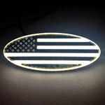 Autogem 9 Lighted American Flag Grille Emblem Black Led Oval Badg. Fixed Price $99.36.